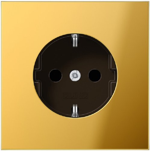 Розетка с заземлением без рамки Jung LS990 metal 1-м. золото картинка